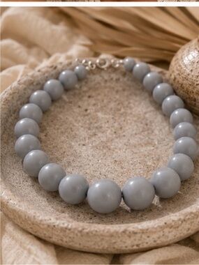 Gray Beaded Statement Necklace - Women Jewelry